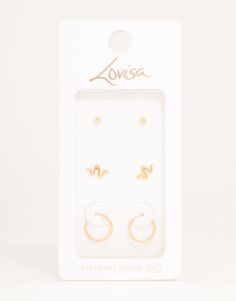 Accessories by Lovisa Upgrade your ear stack Pack of three Mixture of designs Ball and snake style studs Small hoop earrings Smooth finish Secure fastening Earring Pack, Small Hoop Earrings, Ear Stack, Festival Wedding, Hoop Earrings Small, Curves Workout, Sunglasses Shop, Hoodies For Sale, Petite Maternity