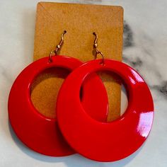 Lightweight Trendy Red Circular Jewelry, Retro Red Earrings For Summer, Retro Red Summer Jewelry, Bold Everyday Earrings, Red Hoop Earrings For Summer, Casual Red Earrings For Party, Casual Red Party Earrings, Retro Red Round Earrings, Red Retro Round Earrings