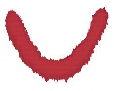 the letter v is made up of red paint and has been drawn in different directions