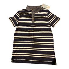 New With Tags!! Cat & Jack Brand Blue And White Stripes Collard Style Size Xs 4-5 (K187) Navy Fitted Top With Striped Collar, Fitted Navy Top With Striped Collar, Blue Cotton Top With Striped Collar, Cat Top, Boys Shirt, Cat & Jack, Boys Shirts, Kids Shirts, New Color