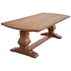 a wooden dining table with two benches underneath it and one bench on the other side