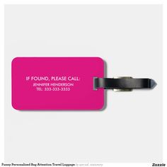 Never worry about losing your bag again with this bright pink luggage tag. Easily and quickly personalize it with your name and contact information — and even change its background color. No matter your destination this holiday season, make sure your luggage stands out with personalized flair. Rectangular Pink Travel Accessories For Weekend Trips, Pink Rectangular Travel Accessories For Weekend Trips, Personalized Pink Luggage Tag Gift, Personalized Pink Luggage Tag, Customizable Pink Luggage Tag, Trendy Pink Luggage Tag For Travel, Personalized Pink Luggage Tag For Travel, Customizable Pink Luggage Tag For Travel, Pink Luggage Tag With Sleeve For Gifts