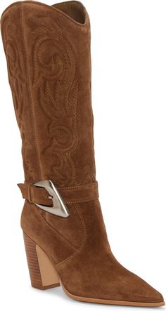 Vince Camuto Biancaa Pointed Toe Western Boot (Women) | Nordstrom Classic Embroidery, Western Boots Women, Western Boot, Wide Calf, Western Boots, Vince Camuto, Ups, Mario, Womens Boots