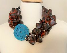 Antique Necklaces, Brown Acrylic, Blue Jade, Coral Bracelet, Jade Necklace, Antique Necklace, Statement Necklaces, Amulets, Strand Necklace