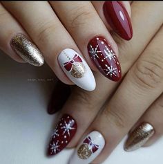 Christmas Gel, Gold Glitter Nails, White Glitter Nails, Homecoming Nails Acrylic, Snowflake Nails