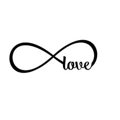 the word love is written in black ink on a white background with an infinite symbol