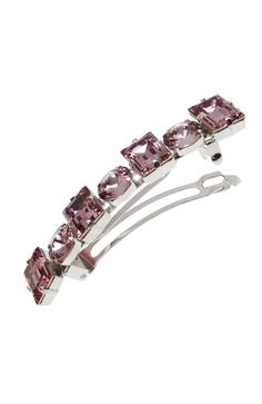 L. Erickson Large Sienna Crystal Barrette is a stunning accent piece. A beautiful blend of fine German craftsmanship and glittering crystals, the metal barrette is perfect for special occasions. With its versatile size and eye-catching design, this luxurious barrette is an elegant addition to your ensemble. Created with high quality crystals.Product Features:- Made in Germany- Great for most hair types- Sturdy French barrette clasp- Created with crystals- Dimensions: 3/4" wide, 3 3/4" long Elegant Crystal Hair Accessories For Party, Elegant Rhinestone Hair Accessories For Evening, Elegant Evening Hair Accessories With Rhinestones, Elegant Silver Crystal Hair Accessories, Elegant Silver Hair Accessories With Rhinestones, Crystal Barrette, Iridescent Green, French Barrette, Your Hairstyle