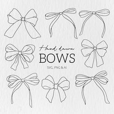 hand drawn bows with ribbon and bow clippings for silhouette or cricut