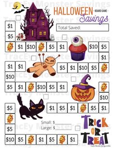 halloween savings game with pumpkins and witches