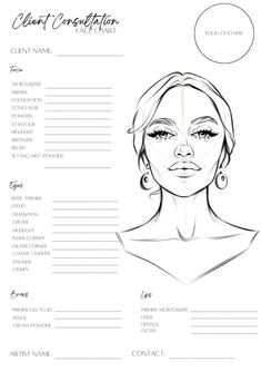 This make-up face chart has been designed for all pro make-up artists and beauty enthusiasts who would like to use them for clients when booked for a bridal make-up trial or prepping/designing for an upcoming event or merely just to practice on. This product is a digital product which is printable and can be edited on Canva where you can make it your own: - Add your company logo - Play around with colours - Play around with different fonts Makeup Practice Mask, Mac Makeup Face Charts, Eye Makeup Template Face Charts, Natural Makeup Template, Blank Face Chart, Artist Career, Blank Face, Face Charts, Face Template