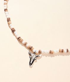 "Boutique By BKE Western Steer Necklace - Silver/Brown 14-19, Women's Antiquesilverbrown Beaded necklace Length measures 19". Apparel & Accessories" Silver Western Jewelry, The Boutique, Dog Memorial, Women's Jewelry, Necklace Length, Necklace Silver, Necklace For Women, Silver Necklaces, Antique Silver