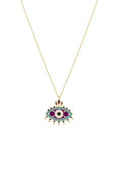 Whether you're looking for a birthday gift or an everyday accessory, this Evil Eye Necklace will delight you. In different world cultures, the Evil Eye Necklace is considered very powerful. Wear this Multicolor Eye Pendant, which will offer curses to all evil people who will cherish stepping over. This fashionable, Colorful Enamel Necklace is perfect for outfits of all colors and styles. The symbol of this Trendy Ethnic Necklace translates into any culture, as it reflects the common human desire Multicolor Evil Eye Jewelry, Multicolor Evil Eye Necklace As Gift, Multicolor Evil Eye Necklace For Gift, Spiritual Round Pendant Necklace For Celebration, Gold Enamel Bohemian Necklace, Bohemian Gold Enamel Necklace, Gold Bohemian Enamel Necklace, Purple Traditional Festival Jewelry, Traditional Purple Jewelry For Festival