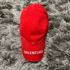 Brand New W/Dust Bag Trendy Red Hats With Embroidered Logo, Trendy Red Hat With Embroidered Logo, Red Trendy Hats With Embroidered Logo, Balenciaga Face Shield, Balenciaga Cap, Orange Balenciaga, Balenciaga Red Bag, Orange Balenciaga Bag, Logo Baseball