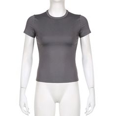 Please refer to our sizing chart for a guideline when choosing a size. 5 business days order processing time. 90% polyester 10% spandex Basic Fitted Gray T-shirt, Gray Fitted Elastane Tops, Fitted Gray Elastane Top, Solid Color Stretch Crew Neck Top, Solid Stretch Crew Neck Top, Fitted Solid Color Scoop Neck Top, High Stretch Elastane Crew Neck Tops, Fitted Scoop Neck Solid Color Top, Fitted Crew Neck Top In Solid Color