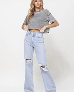 The "90's Vintage Flare Jeans" bring a nostalgic touch to contemporary fashion. With a nod to the iconic denim style of the 1990s, these jeans feature a flattering high-rise waist and a dramatic flare leg, delivering a timeless and chic silhouette. Whether you're aiming for a retro look or blending the past with the present, these jeans are a versatile choice for making a bold fashion statement.F. Rise: 11 1/2" / Insean: 34'' / Leg Opening: 20''Model is 5' 9'' Wearing size 26 Style: Casual Print Vintage Flare Jeans, Vintage Flare, The 1990s, Denim Style, Retro Look, Contemporary Fashion, Sheer Fabrics, Bold Fashion, Denim Fashion