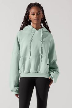 Pullover Cloud Hoodie - Mint – POPFLEX® Boyfriend's Hoodie, Cloud Hoodie, Cassey Ho, Cloud Fabric, Boyfriend Hoodie, Gym Workout Outfits, Down Light, Oversized Hoodie, Colored Denim