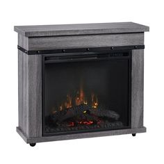 Dimplex Morgan 32-Inch Electric Fireplace and Mantel Package - C3P23LJ-2085CO Portable Electric Fireplace, Electric Fireplace Mantel, Dimplex Electric Fireplace, Electric Fireplace With Mantel, Oak Mantel, Electric Fireplace Heater, Fireplace Heater, Wheel Design, Infrared Heater