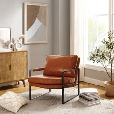 a living room filled with furniture and a potted plant