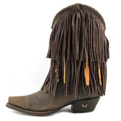 Color: Brown Material: Leather Measurements: Shaft Measures 10", Circumference Measures 15" And 1.75" Heel Width: Medium (B, M) Contemporarycowgirlbooteryboutique.Com Leather Pointed Toe Boots With Fringe, Leather Fringe Boots With Closed Toe, Angel Shoes, Western Ankle-high Heeled Boots With Reinforced Heel, Brown Leather Fringe Boots, Bohemian Brown Ankle-high Boots, Western Leather Knee-high Boots Medium Width, Long Sleeve Backless Dress, Brown Western Ankle-high Boots