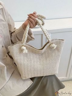 BirdinBag - Versatile Straw Shoulder Tote: Minimalist, All-Match Storage for Travel and Beach Style Minimalist, Bag Bag, Bird In Bag, Shoulder Tote, Straw Bag, Bucket Bag, Fashion Bags, Straw, Tote Bag