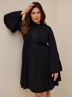 Fashionable Dress, Fashionable Dresses, Womens Fashion Inspiration, Deep Black, Fashion Fits, Jersey Knit Fabric, Pocket Dress, Babydoll Dress, Favorite Dress