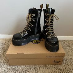 Brand New Never Worn Dr. Martens Ghilana Max Water Repellent Lace-Up Platform Boot Black Size 8 Platform Boots Color, Chunky Boots Outft Plus, Chonky Black Boots, Dr Martens Combs Tech Ankle Strap Ankle Boots In Black, Dr Martens Platform Boots Men, Black Chunky Boots Winter, Laceup Platform Boots, Nature Platform Boots, Winter Goth Boots