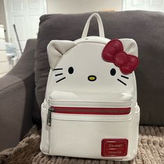 Nwt Hello Kitty X Loungefly Classic Face Mini Backpack Brand New With Tags And All Filling Loungefly Mini Backpack, Loungefly Bag, Plush Backpack, Backpack Brands, Cute Backpacks, Mini Backpack, Mini Bag, Red White, Red And White