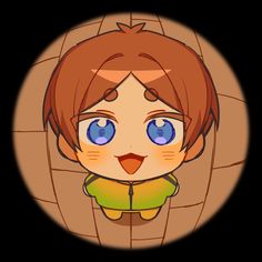 a cartoon girl with big blue eyes and brown hair is looking at the camera while wearing a green shirt