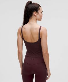 Get The Scoop. This One-And-Done Yoga Tank Top Has That Smooth-Fit And Built-In Support You Love, With A Scoop Neck And Back. Designed For Yoga. Intended To Provide Light Support For B/c Cups:tight Fit Contours Your Body:waist Length Is Not Too Short, Not Too Long, Just Right Around The Waistband:intended For Low-Impact Activities. Built-In Shelf Bra For Added Support And Coverage. Pockets For Optional, Removable Cups. | Ebb To Street Scoop-Neck Cropped Tank Top Light Support, B/C Cup Lululemon Ebb To Street, Yoga Tank Top, Yoga Tank, Yoga Tank Tops, C Cup, Top Light, Shelf Bra, Too Short, Waist Length