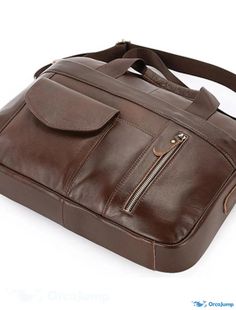 OrcaJump - Mens Cowhide Leather Laptop Bag Top Handle Briefcase with Plain Zipper, Office & Career, Black Coffee Large Capacity Brown Leather Briefcase, Brown Business Satchel With Zipper Pocket, Brown Leather Shoulder Bag With Zipper Closure, Brown Business Laptop Bag With Zipper Pocket, Brown Briefcase With Zipper For Office, Brown Briefcase With Zipper Closure For Office, Brown Laptop Shoulder Bag With Zipper Closure, Brown Laptop Bag With Zipper Pocket For Office, Brown Laptop Bag With Zipper For Office