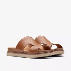 WOMENS Arwell Walk Tan Leather Flat Sandals | Clarks US Leather Footbed Sandals For Everyday Spring Wear, Leather Open Toe Footbed Sandals, Brown Open Toe Slides For Everyday, Classic Sandals With Leather Footbed, Classic Sandals With Leather Footbed For Everyday, Classic Leather Footbed Sandals For Everyday, Classic Everyday Sandals With Leather Footbed, Leather Footbed Sandals For Everyday Summer Use, Everyday Leather Sandals With Removable Insole