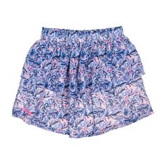 New With Tags Simply Southern Ruffle Skirt In Pink And Blue Leaf Pattern Size Medium Blue Ruffled Skort For Beach, Pink Floral Print Skort For Vacation, Blue Lined Skirt Shorts For Beach, Casual Multicolor Ruffled Bottoms, Casual Multicolor Bottoms With Ruffles, Blue Ruffled Shorts For Spring, Pink Flowy Skort For The Beach, Spring Blue Ruffled Shorts, Pink Short Skirt With Elastic Waistband