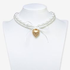 Bead Type: GlassPearl Type: Simulated PearlsIncluded: 1 Necklace(s)Features: BowJewelry Closure: Lobster ClaspLink Construction: SemisolidShape: Bow, HeartMetal Color: Gold ToneChain Length: 15 InchExtender Length: 3 InchPendant Length: 25.7mmPendant Width: 27.8mmChain Construction: BeadCare: Wipe CleanNecklace Type: Beaded Necklaces, Collar NecklacesPendant & Charms Type: CharmsCountry of Origin: Imported White Choker Necklace For Valentine's Day, Valentine's Day Party Pearl Necklace, Pearl White Heart Bead Jewelry For Valentine's Day, Pearl White Heart Beads Jewelry For Valentine's Day, White Heart Pendant Necklace For Party, Elegant Pearl Necklace With Heart Beads For Party, White Heart Necklace For Valentine's Day Party, Valentine's Day Pearl Necklaces With Heart Beads, Party Heart-shaped White Pearl Necklace