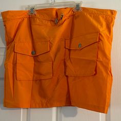 Orange Colored Short Skirt With Snap Pockets In The Front. Skirt Is A Size Large From Shein Sxy. Short Summer Skirts, Shein Skirts, Orange Shorts, Summer Skirts, Short Skirt, Pocket Size, Color Orange, Womens Skirt, Skirt