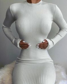 Women's Dress Sexy Backless Strap White Tight Long Sleeve Casual Fashion Backless Turtleneck, Tight Long Sleeve Dress, Backless Long Dress, Backless Bodycon Dresses, Womens Sheath Dress, Mid Calf Dresses, White Long Sleeve Dress, Warm Dresses, Fashion Design Dress