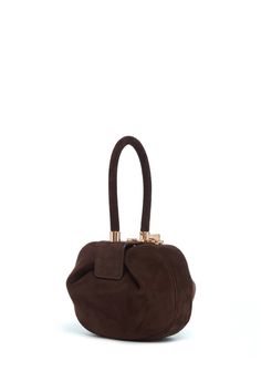 Demi Bag in Chocolate Suede – Gabriela Hearst Round Pouch, Winter Handbags, Snake Skin Handbag, Structured Top, Cape Sweater, Spring 2025, Gabriela Hearst, Sandal Platform, Luxury Designer Handbags