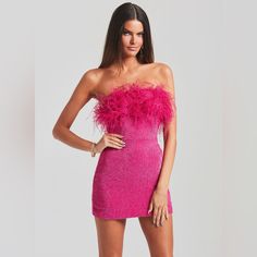 Brand New With Tags. Retrofete Sequin Feather Dress. Size Xl. See Description In The Picture Gallery. Retail Price: $695.00 Hot Pink Bodycon Dress, Xmas Party Dresses, Hot Pink Bodycon, Pink Bodycon Dresses, Women's Evening Dresses, Feather Dress, Pink Mini Dresses, Sequin Mini Dress, Tube Dress