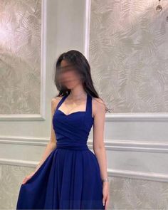 Chic Blue Dress With Built-in Bra, Royal Blue Halter Dress, Fashion Show Dresses, Cute Dress Outfits, Halterneck Dress, How To Look Classy, Flare Dress