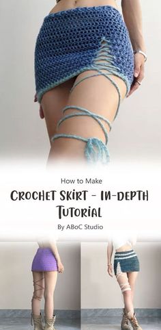 crochet skirt - in - dpth pattern by abcc studio with text overlay that reads how to make crochet skirt in - n - dpth - dpth