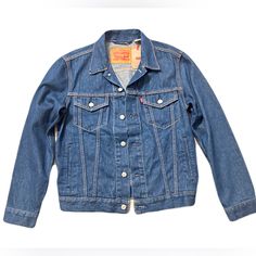 Classic Levi’s Denim Jacket. Regular Fit. Size Men’s Small. Medium Dark Wash. New With Tags. Tags: Oversized, Oversized Jacket, Regular Fit, Classic Denim, Classic, Denim Jacket, Jean Jacket, Vintage, Levi’s, Vintage Levi’s, 90’s, Grunge, Y2k, Men’s Coat, Men’s Jacket, Men’s Denim Jacket Retro Spring Denim Jacket With Patch Pockets, Casual Blue Denim Jacket With Patch Pockets, Levi's Classic Button-up Denim Jacket, Classic Levi's Button-up Denim Jacket, Classic Levi's Blue Denim Jacket, Levi's Denim Button-up Jacket With Snap Buttons, Classic Levi's Denim Outerwear, Levi's Retro Denim Jacket With Pockets, Classic Blue Levi's Denim Jacket