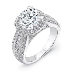 1.30ctw Round Diamond on Cushion Halo Engagement Ring Expensive Diamond Ring, Most Expensive Diamond Ring, Most Expensive Diamond, Round Diamond Cushion Halo, Wide Band Engagement Ring, Cushion Halo Engagement Ring, Expensive Diamond, Elegant Engagement Rings, Round Engagement Rings