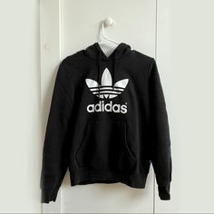 Black Adidas Logo Hoodie! Pre-Loved & In Brand New/Perfect Condition Adidas Hoodie Sweatshirt For Streetwear, Adidas Fleece Hoodie For Streetwear, Adidas Logo Print Hoodie Sweatshirt, Adidas Hoodie Sweatshirt With Logo Print, Adidas Black Sweatshirt With Drawstring Hood, Adidas Black Hoodie With Ribbed Cuffs, Adidas Black Hoodie For Streetwear, Black Adidas Hoodie With Ribbed Cuffs, Adidas Hoodie For Winter Streetwear