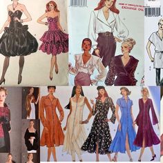 several different styles of women's dresses and jackets