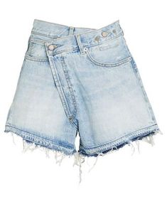 Self-Portrait Guipure Lace One-Shoulder Top | INTERMIX® Denim Shorts 2023, Lovely Liar, Crossover Shorts, 2023 Fw, Stylist Outfit, Feminine Blouses, Denim Trends, Mom Shorts, Distressed Denim Shorts