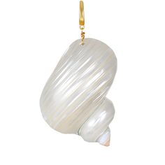 The Turbo Shell Clip-On Charm is a must-have for any beach lover. With its pearly sheen and magical swirl, it perks up any chain or beaded necklace. Charm measure 3 3/4" long x 1 5/8" wide and is 22k gold brass and shell. Elegant Pearl Chain Shell For Beach, Elegant Beach Shell With Pearl Chain, Elegant Spiral Beach Jewelry, Shell Clip, Clip On Charms, Beach Lover, Necklace Charm, Beach Lovers, Gold Brass