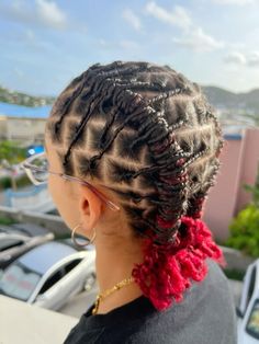 Starter locs, loc style, loc inspiration, red locs, barrell twist Red Locs, Barrel Twist, Braids With Shaved Sides, Starter Locs, Twist Styles, Natural Styles