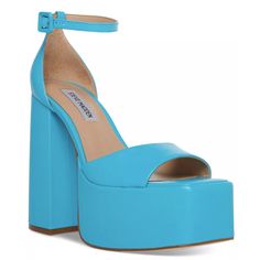 Steve Madden Kassiani Ankle-Strap Platform Dress Sandals Size: 7 Color: Blue Condition: New Without Box / Never Worn Take Your Dressy Favorites Through The Roof On The Sensational Platform Heels And Strappy Silhouette Of Steve Madden's Kassiani Sandals. 5" Block Heel; 2" Platform Round-Toe Ankle-Strap Platform Sandals With Adjustable Buckle Closure Leather Upper; Manmade Lining; Manmade Sole Tags: Cute Sexy Comfort Comfortable Comfy Dopamine Dressing Girly Dreamy Feminine Bratz Mod Gogo Go-Go Go Bold Sandals With Heel And Ankle Strap, Light Blue Platform Sandals With Ankle Strap, Light Blue Ankle Strap Sandals With Platform, Bold Ankle Strap Sandals For Spring, Bold Ankle Strap Heels For Spring, Bold Evening Sandals For Spring, Blue Sandals With Buckle Closure, Blue Ankle Strap Heels With Stacked Heel, Light Blue Sandals With Ankle Strap And Heel Strap