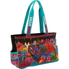 This Laurel Burch Tote Bag Is Not Merely A Functional Accessory But A Statement Piece That Adds Flair To Your Daily Routine. With Its Vibrant, Intricate Cat Design And Spacious Compartments, It Effortlessly Combines Practicality And Style. The Durable Canvas Material Ensures Longevity, Making It A Reliable Companion For Shopping, Travel, Or Daily Errands. Large Size Colorful Cat Design Durable Canvas Material Multiple Compartments Sturdy Straps Zipper Closure Interior Pocket Exterior Side Pocket Pocket Cat, Laurel Burch Cats, Colorful Cat, Cat Bag, Laurel Burch, Cat Charm, Functional Accessories, Shopping Travel, Medium Tote