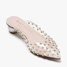 Kate Spade New York Women’s Honor Slip On Pointed Toe Embellished Flats, In Clear/Ivory Size 6.5 Details: Dress Up Your Feet With Our New Honor Pumps, Complete With Spherical Heels For A Playful Twist. Polyester Lining: 100% Goat Leather 1.6" Heel Pointed Toe Imported Style No. Ka385 New In Box, Retail $298 Kate Spade Luxury Chic Heels, Luxury Kate Spade Chic Heels, Kate Spade Luxury Heels With Round Toe, Luxury Kate Spade Pointed Toe Heels, Kate Spade Boots, Kate Spade Sneakers, Sparkly Flats, Kate Spade Keds, Vintage Kate Spade