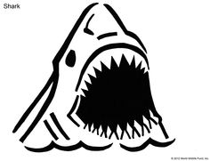 a drawing of a shark with its mouth open